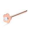 Flower Shaped Silver With Stone Straight Nose Stud NSKA-24